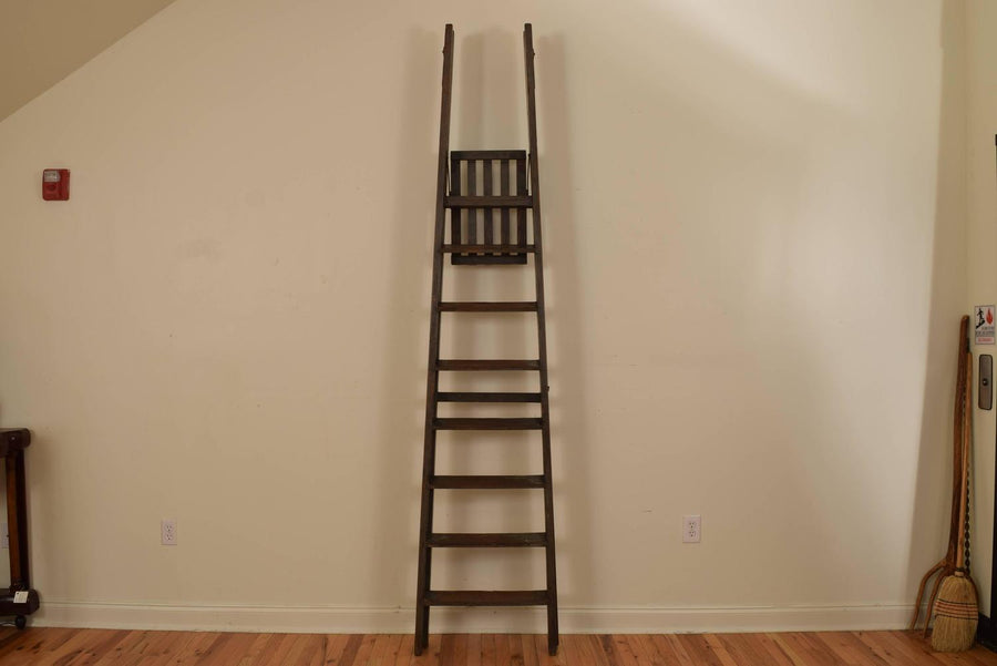 Painted Pinewood Tall Ladder with Tray Shelf