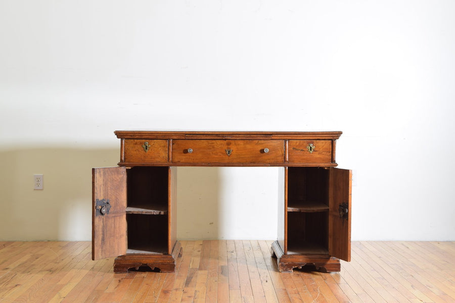 Walnut and Burl Writing Desk with Leather Slide