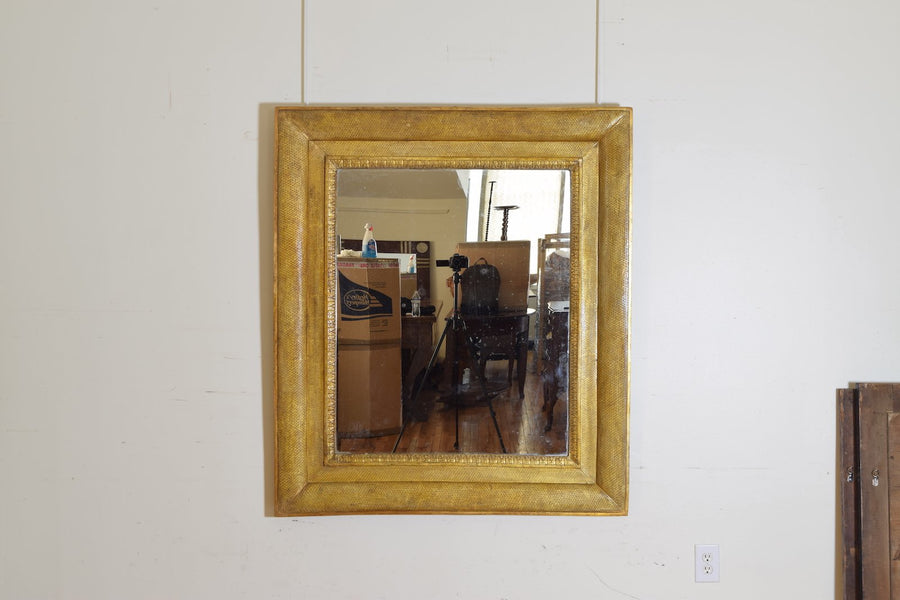 Large Precisely Incised Gilt Gesso Wall Mirror