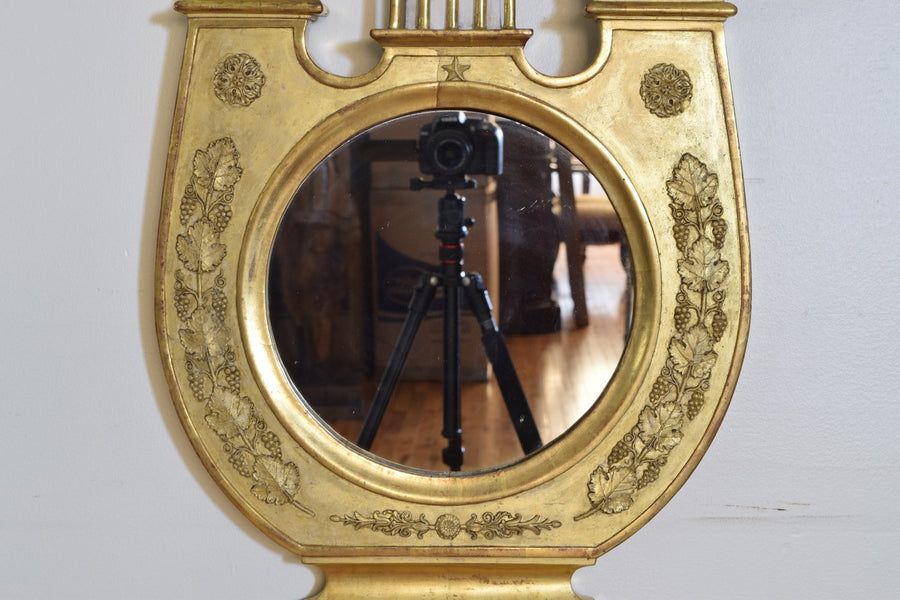 Carved Giltwood Mirror, Formerly a Barometer