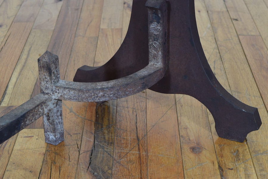 Pair of Cast Iron and Copper Andirons