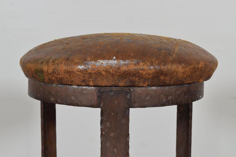 Steel and Leather Upholstered Barstool
