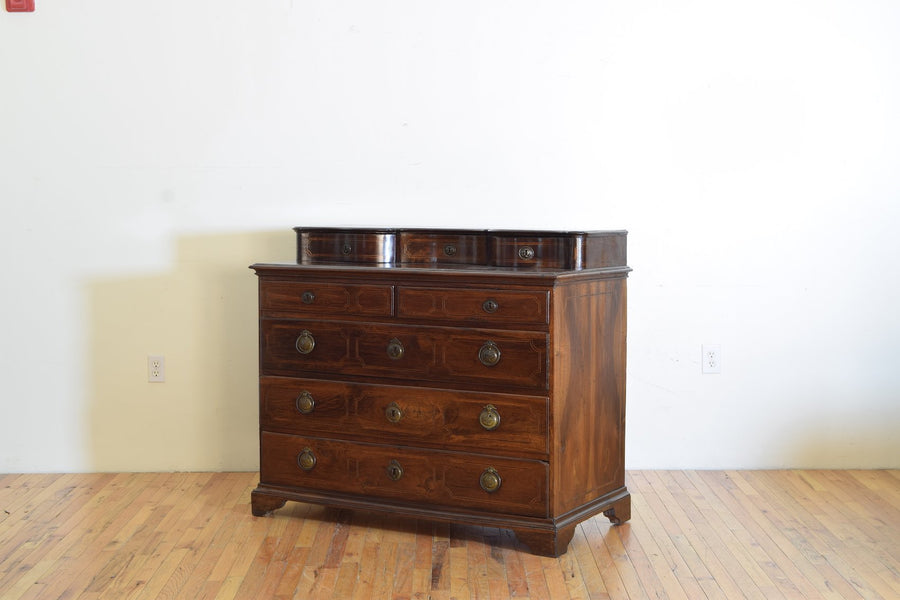 Walnut and Inlaid 8-Drawer Gentleman's Dressing Commode