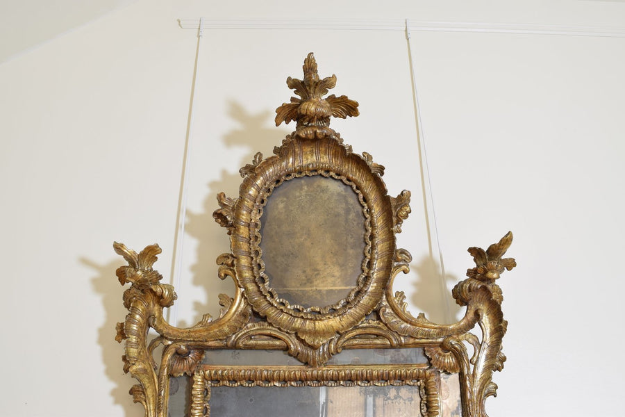 Large Carved Wood and Mecca Wall Mirror