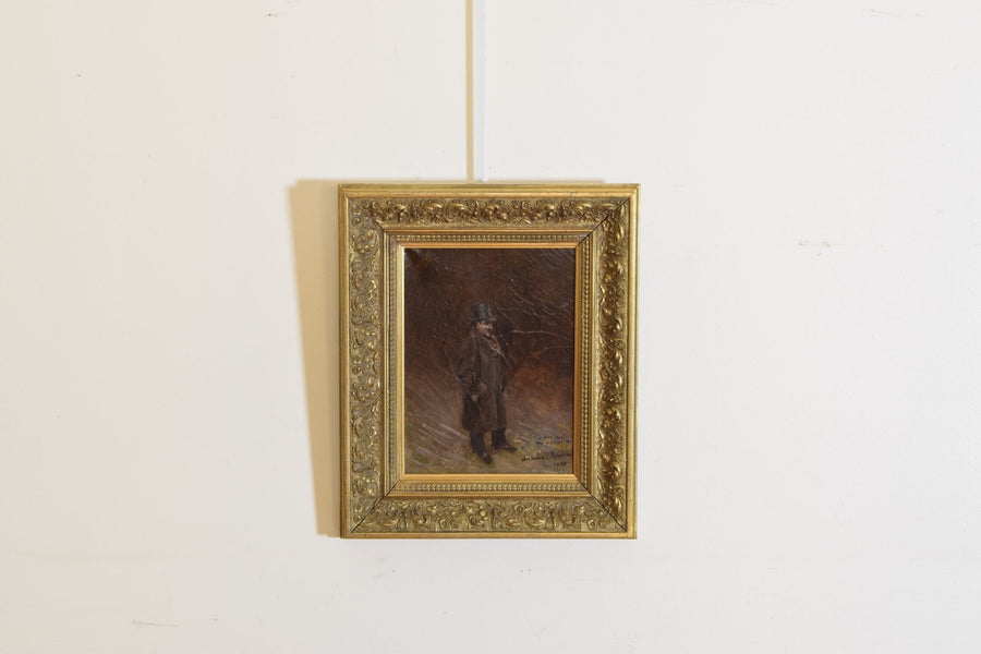 Oil on Canvas, High Style Gentleman in Giltwood Frame
