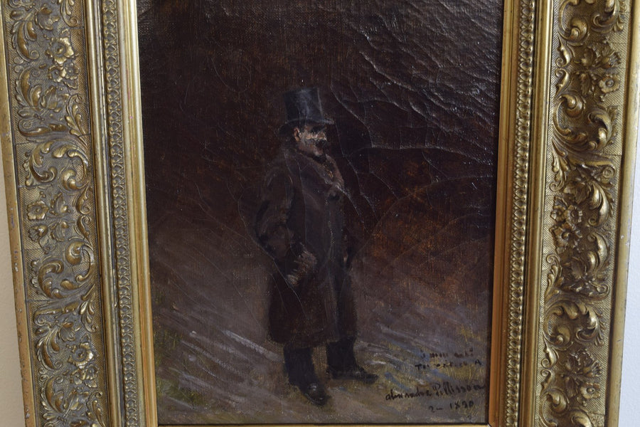 Oil on Canvas, High Style Gentleman in Giltwood Frame